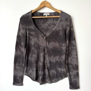 Michael Stars thermal tie dye henley shirt